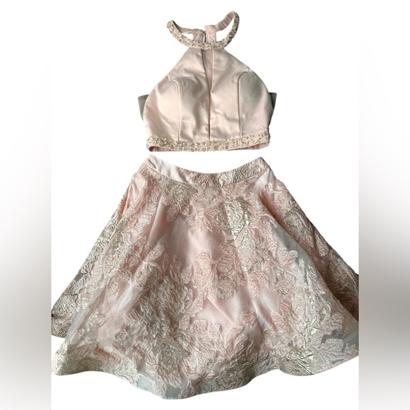 Rachel Allan Perfect Angels Two Piece Prom Homecoming Quinceañera Pink Set - Picture 9 of 16